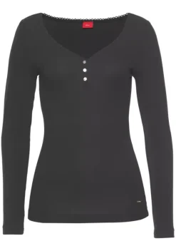 Damenshirts|s.Oliver Langarmshirt Schwarz