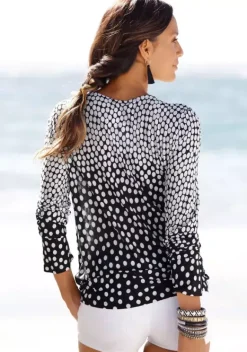 Strandmode|LASCANA Langarmshirt Schwarz-Weis-Bedruckt