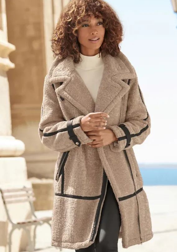 Jacken & Mantel|Buffalo Langmantel Beige-Schwarz