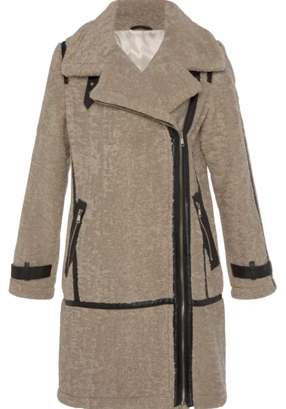 Jacken & Mantel|Buffalo Langmantel Beige-Schwarz