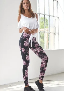 Homewear-Leggings|H.I.S Leggings Gemustert-Schwarz, Schwarz