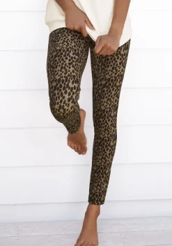 Homewear-Leggings|Buffalo Leggings Camelfarben-Schwarz-Leo