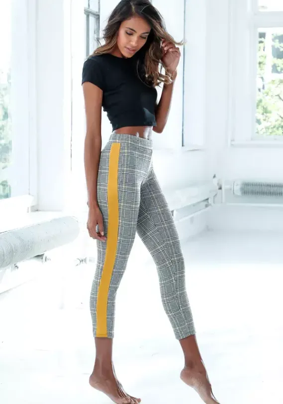 Homewear-Leggings|Bench. 7/8-Leggings Kariert-Curry