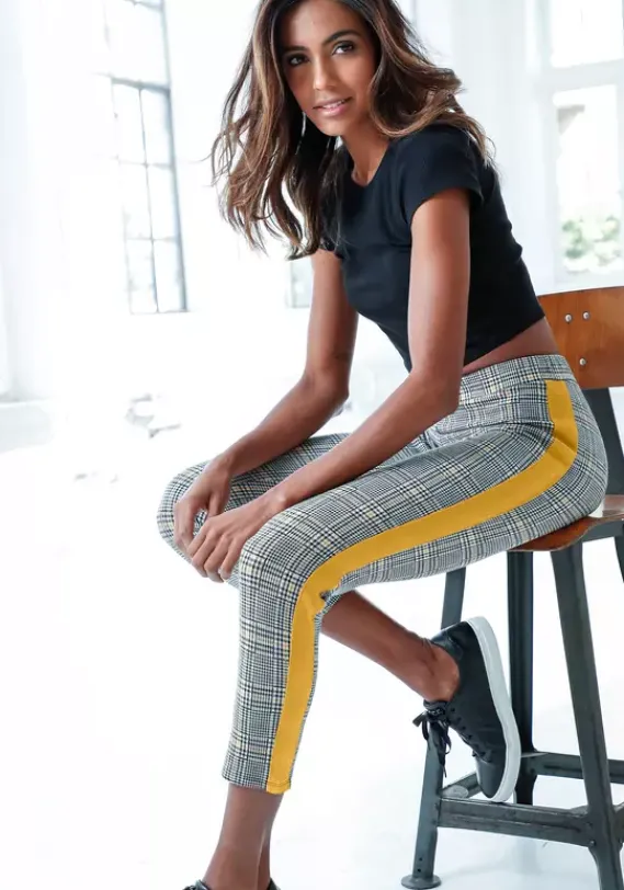 Homewear-Leggings|Bench. 7/8-Leggings Kariert-Curry