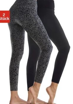 Homewear-Leggings|H.I.S Leggings Schwarz-Bedruckt, Schwarz-Uni