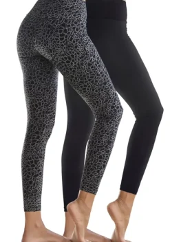 Homewear-Leggings|H.I.S Leggings Schwarz-Bedruckt, Schwarz-Uni