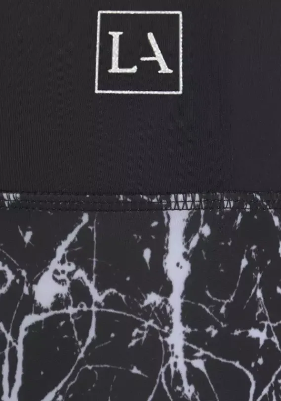 Relaxhosen|LASCANA ACTIVE Leggings"Splash" Schwarz-Marmoriert-Weis