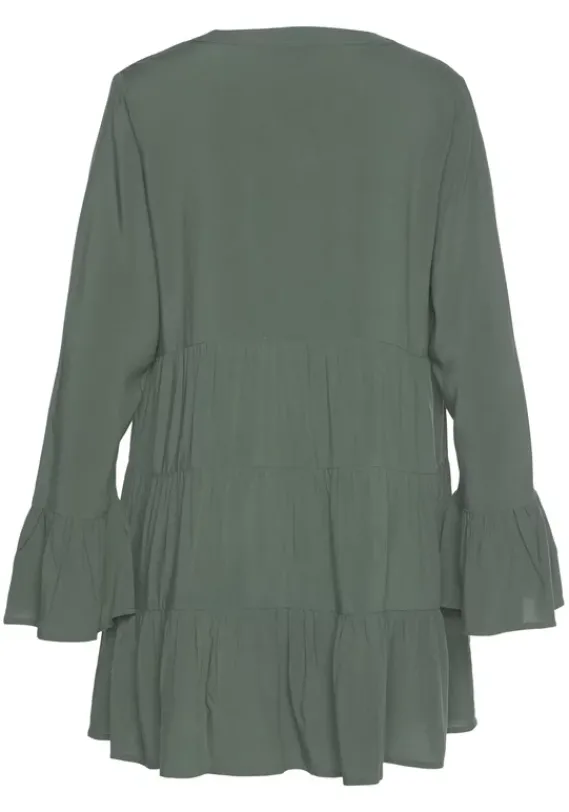 Blusen|LASCANA Longbluse Dunkelgrun