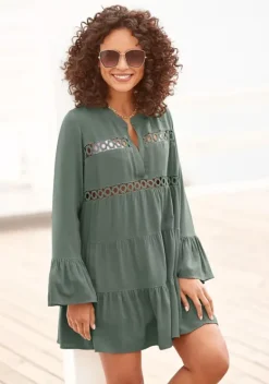 Blusen|LASCANA Longbluse Dunkelgrun