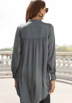 Blusen|LASCANA Longbluse Dunkelgrau