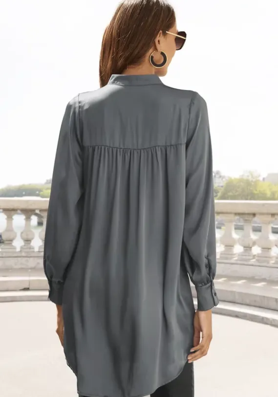 Blusen|LASCANA Longbluse Dunkelgrau