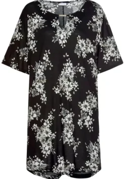 Damenshirts|LASCANA Longshirt Schwarz-Bedruckt