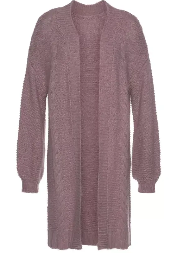 Jacken & Mantel|LASCANA Longstrickjacke Dunkelrose