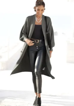 Jacken & Mantel|LASCANA Longstrickjacke Grau