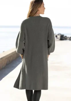 Jacken & Mantel|LASCANA Longstrickjacke Grau