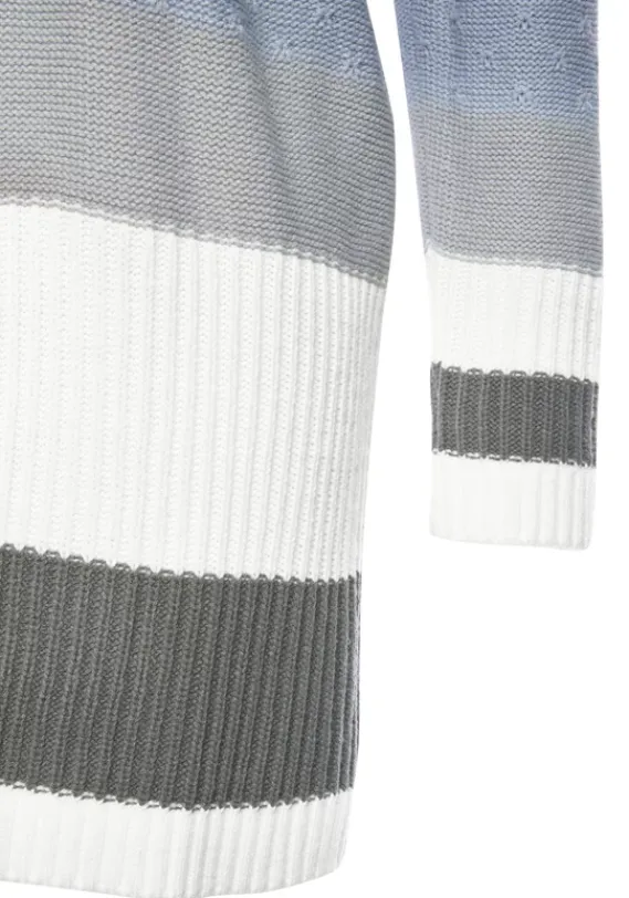 Jacken & Mantel|LASCANA Longstrickjacke Blau-Creme-Grau