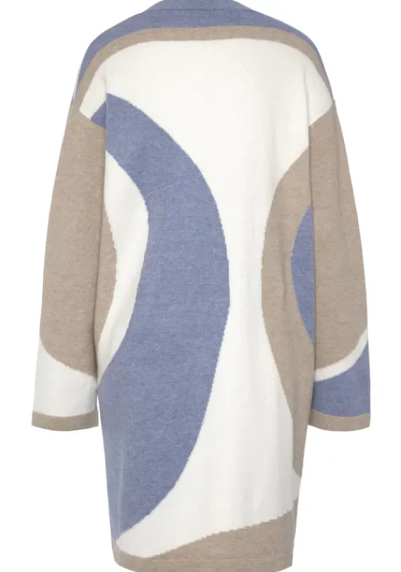 Jacken & Mantel|LASCANA Longstrickjacke Creme-Beige-Blau