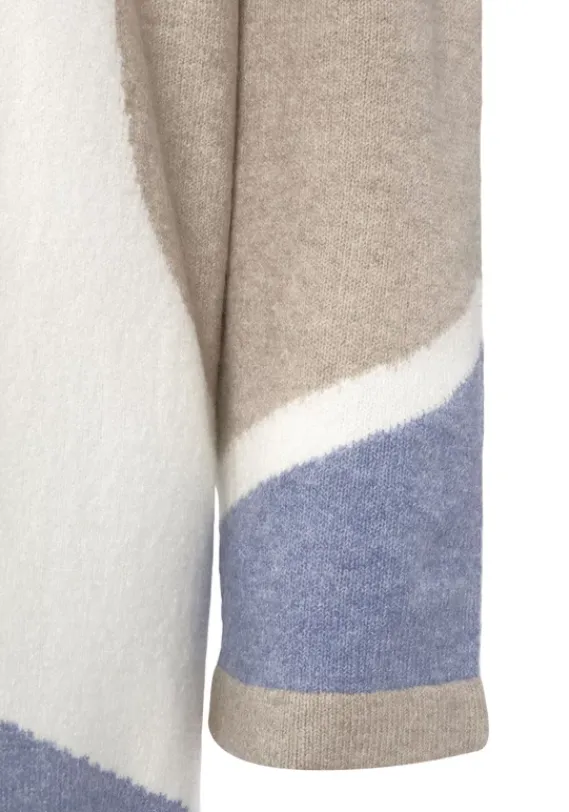 Jacken & Mantel|LASCANA Longstrickjacke Creme-Beige-Blau