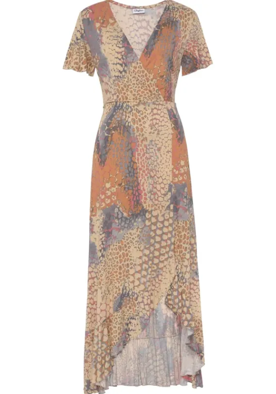 Maxikleider|Buffalo Maxikleid Orange-Blau-Bedruckt