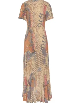 Maxikleider|Buffalo Maxikleid Orange-Blau-Bedruckt