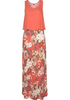 Maxikleider|s.Oliver Maxikleid Koralle-Bedruckt