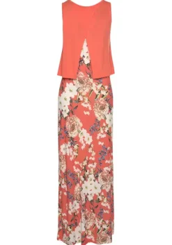 Maxikleider|s.Oliver Maxikleid Koralle-Bedruckt