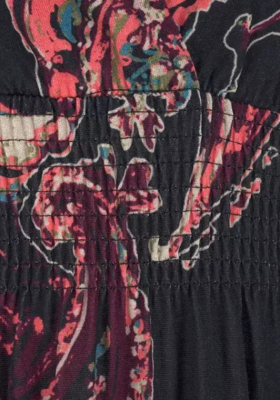 Strandkleider|LASCANA Maxikleid Schwarz-Bedruckt