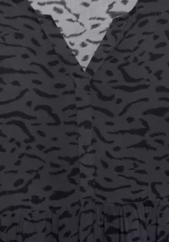 Strandkleider|LASCANA Maxikleid Grau-Schwarz-Bedruckt
