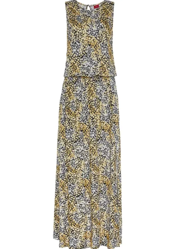 Maxikleider|s.Oliver Maxikleid Schwarz-Gelb Bedruckt