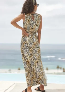 Maxikleider|s.Oliver Maxikleid Schwarz-Gelb Bedruckt