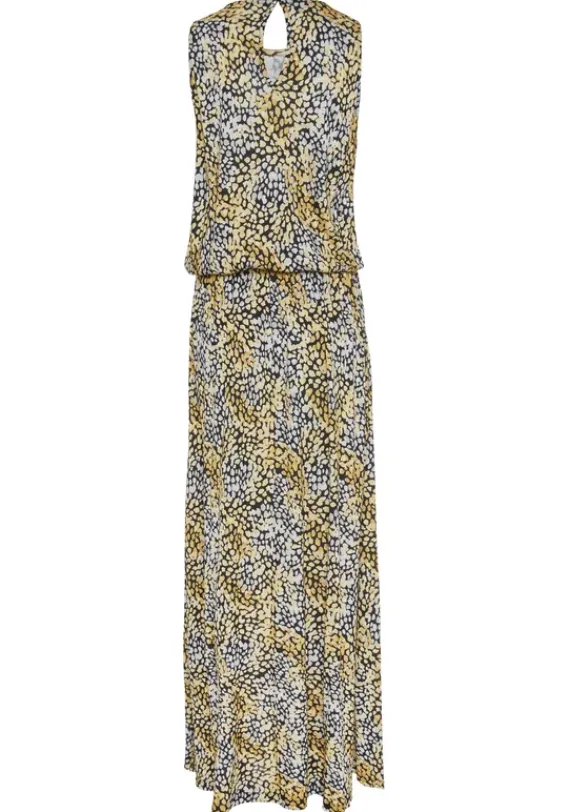 Maxikleider|s.Oliver Maxikleid Schwarz-Gelb Bedruckt