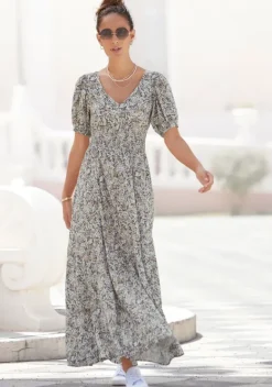 Maxikleider|Vivance Maxikleid Grau-Bedruckt