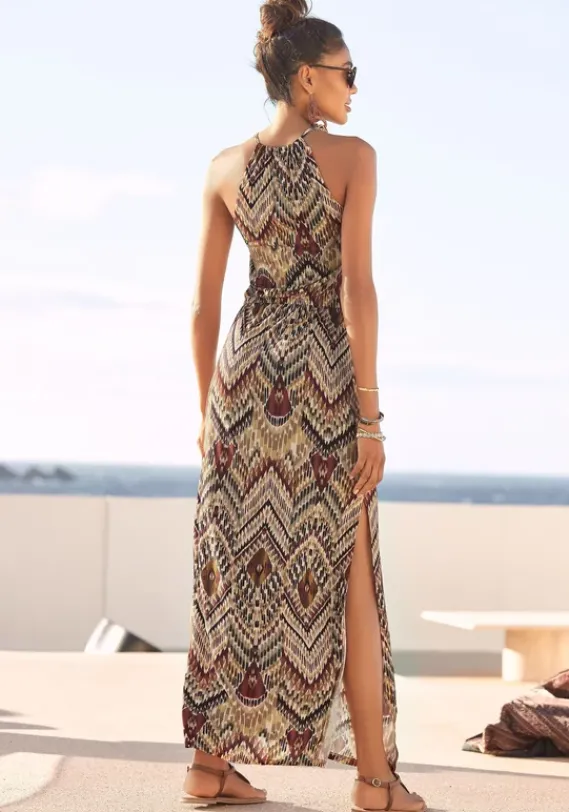 Strandkleider|LASCANA Maxikleid Braun-Bedruckt