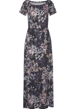 Maxikleider|Vivance Maxikleid Schwarz-Lila Bedruckt