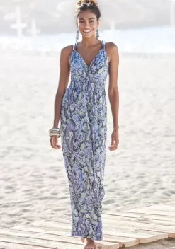Strandkleider|LASCANA Maxikleid Blau-Bedruckt