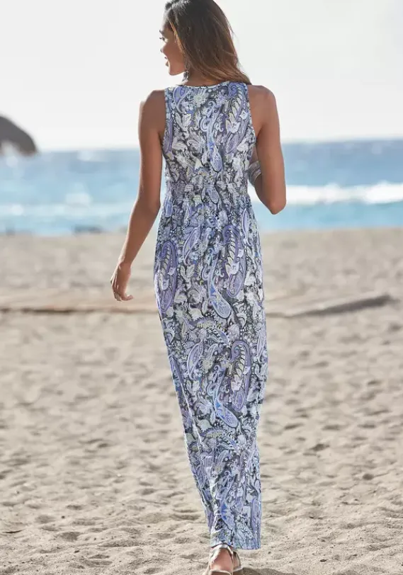 Strandkleider|LASCANA Maxikleid Blau-Bedruckt