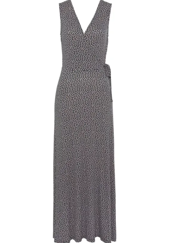 Maxikleider|s.Oliver Maxikleid Anthrazit-Rosa-Bedruckt