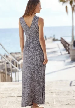 Maxikleider|s.Oliver Maxikleid Anthrazit-Rosa-Bedruckt