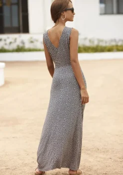 Maxikleider|s.Oliver Maxikleid Anthrazit-Rosa-Bedruckt