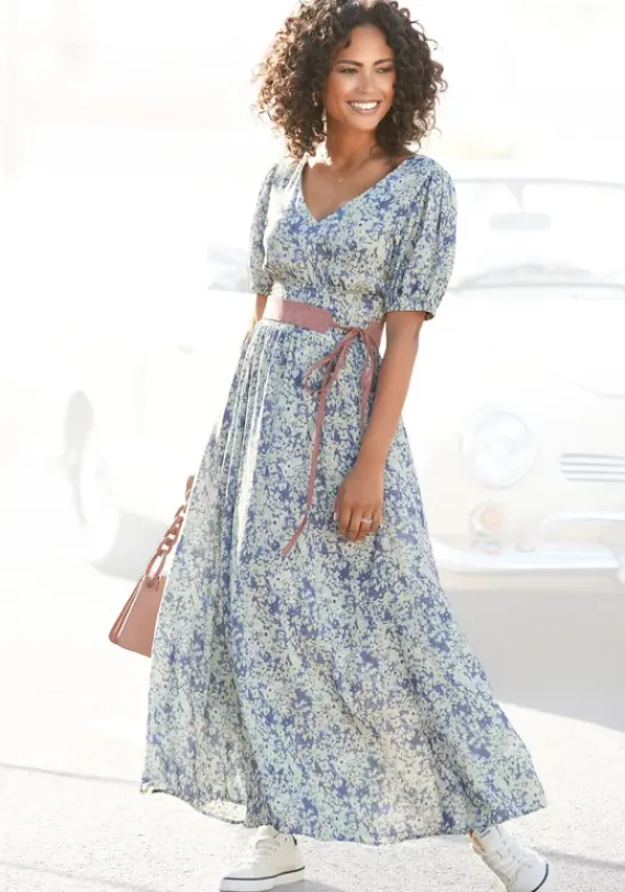 Maxikleider|Buffalo Maxikleid Blau-Bedruckt