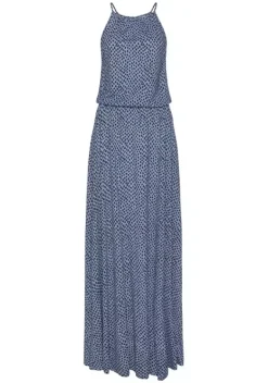 Strandkleider|LASCANA Maxikleid Blau-Marine-Bedruckt