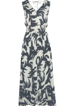 Maxikleider|s.Oliver Maxikleid Sand-Schwarz Bedruckt