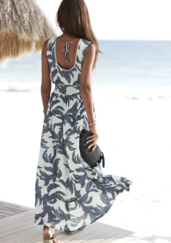 Maxikleider|s.Oliver Maxikleid Sand-Schwarz Bedruckt