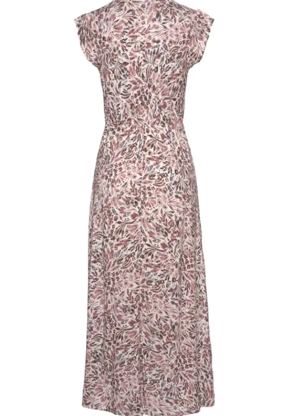 Strandkleider|Vivance Maxikleid Creme-Mauve Bedruckt