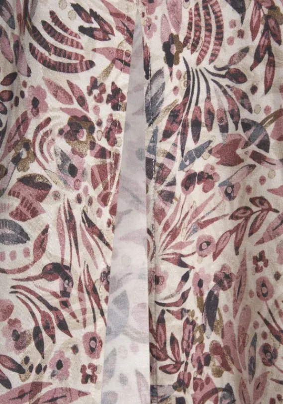 Strandkleider|Vivance Maxikleid Creme-Mauve Bedruckt