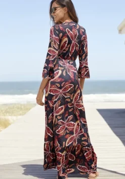Maxikleider|Vivance Maxikleid Blau-Rot Bedruckt