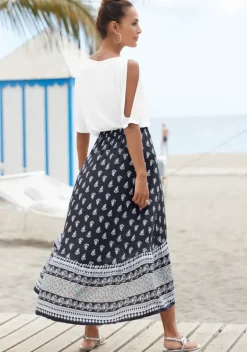 Rocke|Vivance Maxirock Blau-Bedruckt