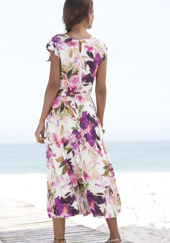 Strandkleider|Beachtime Midikleid Weis Bedruckt