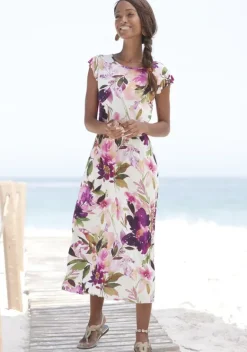 Strandkleider|Beachtime Midikleid Weis Bedruckt