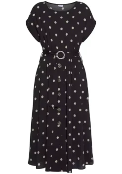 Strandkleider|LASCANA Midikleid Schwarz-Sand-Bedruckt